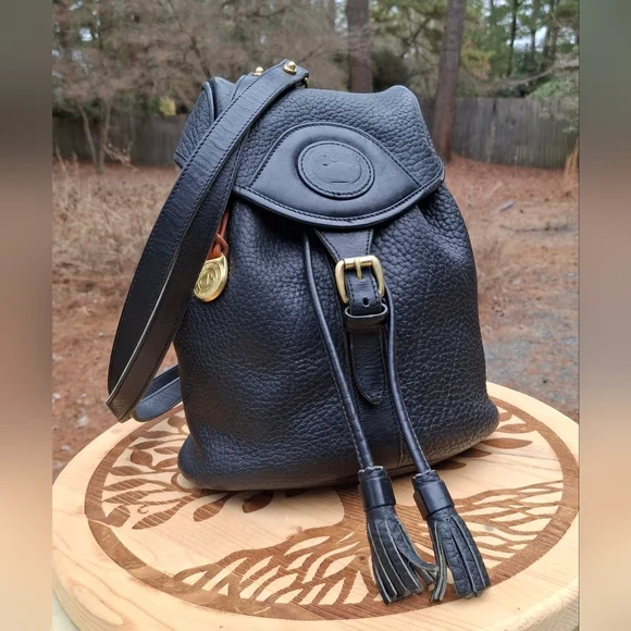 Vintage Dooney & Bourke Black AWL Pebbled Leather Mini Canyon Backpack - Picture 14 of 14